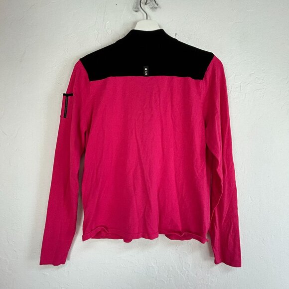 Jamie Sadock Womens Pink & Black Polka Dot Mock Zip-Up Jacket Small Lightweight - Picture 2 of 7